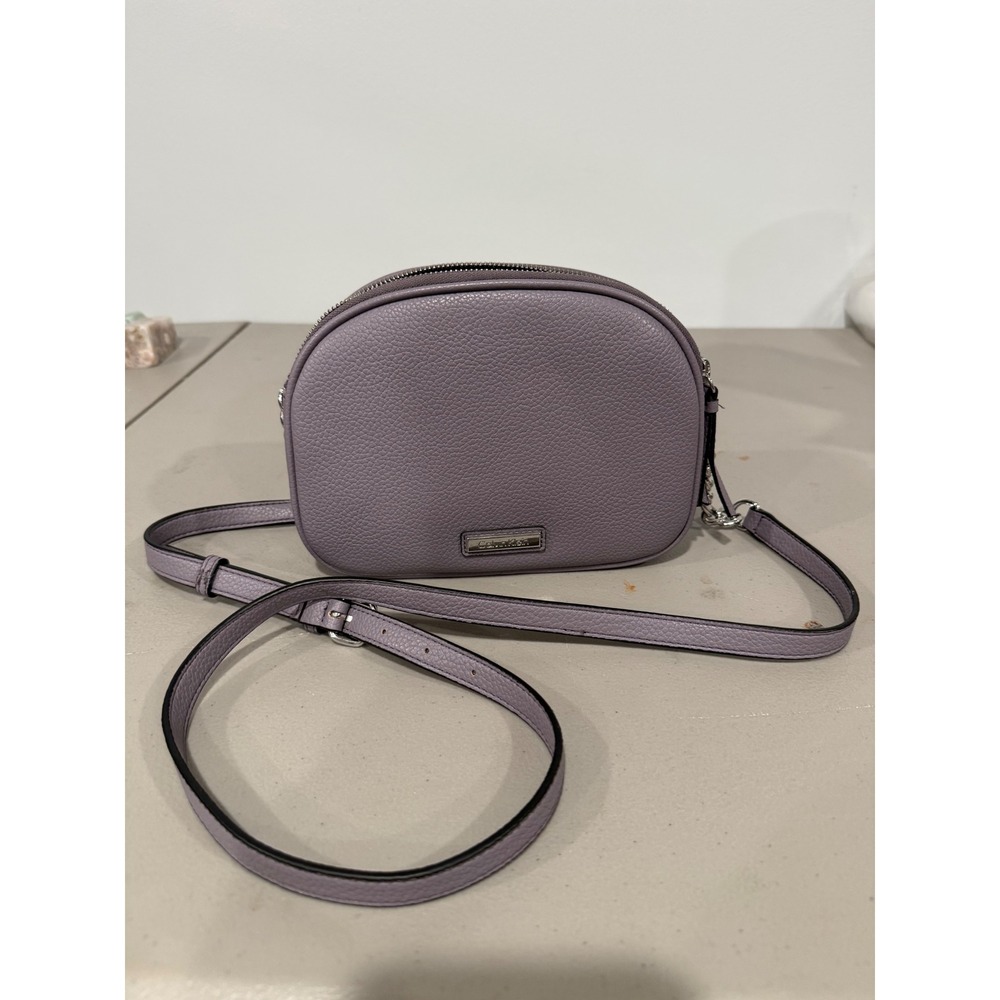 Calvin Klein Crossbody Bag Womens Small Purple Minimalist Clean Girl Pebbled